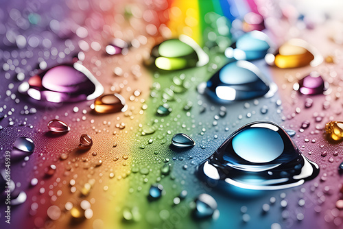 drops of water against a rainbow-colored background., Watercolor, trending on artstation.Generative AI.