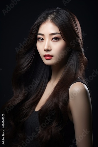 Asian beautiful women model long hair