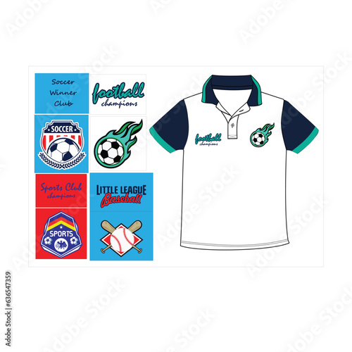  polo t shirt with embd patch sports style print vector art