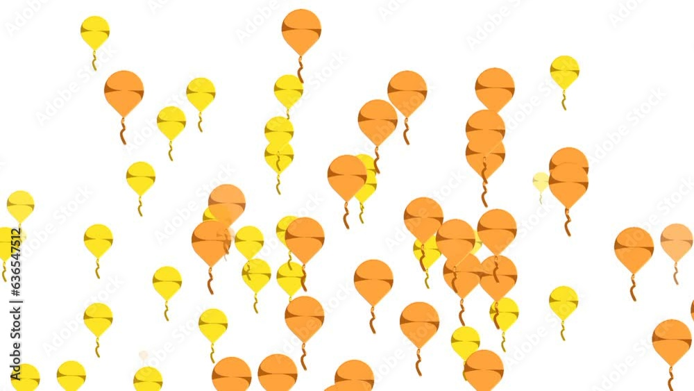 Animation balloons falling, falling of colorful balloons, 4K, seamless looping, flying falling