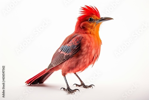 Bird on a white background isolated. Colorful songbird. Close encounter with nature palette © Thares2020