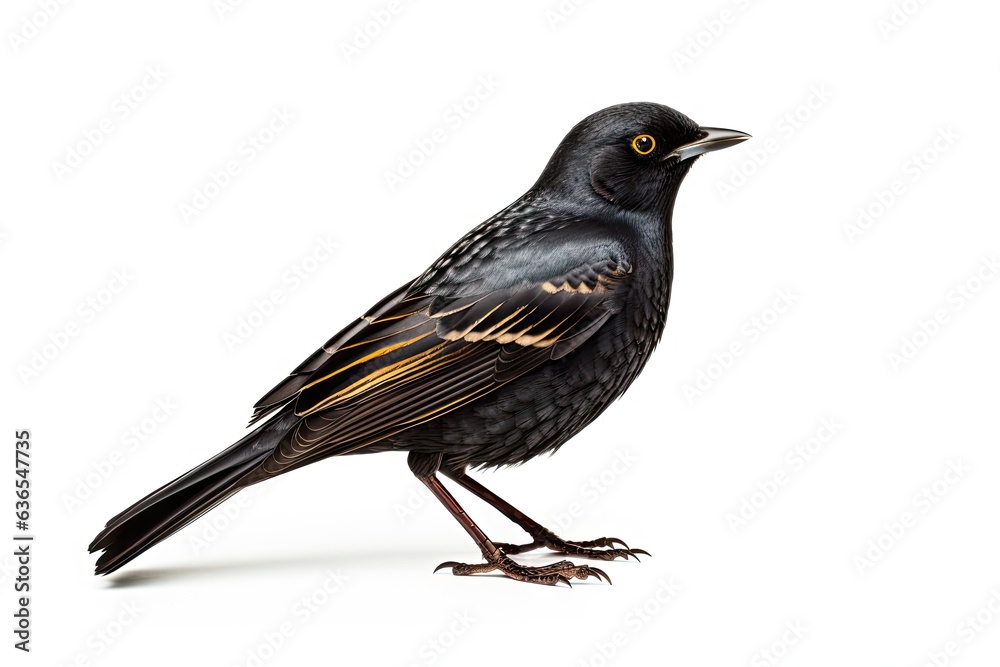 Fototapeta premium Bird on a white background isolated. Colorful songbird. Close encounter with nature palette