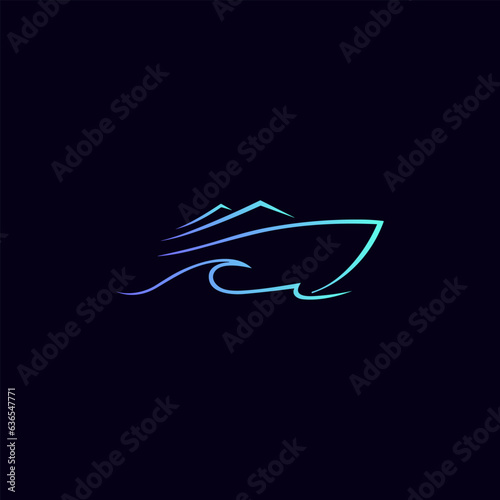 ship outline blue color company logo concept