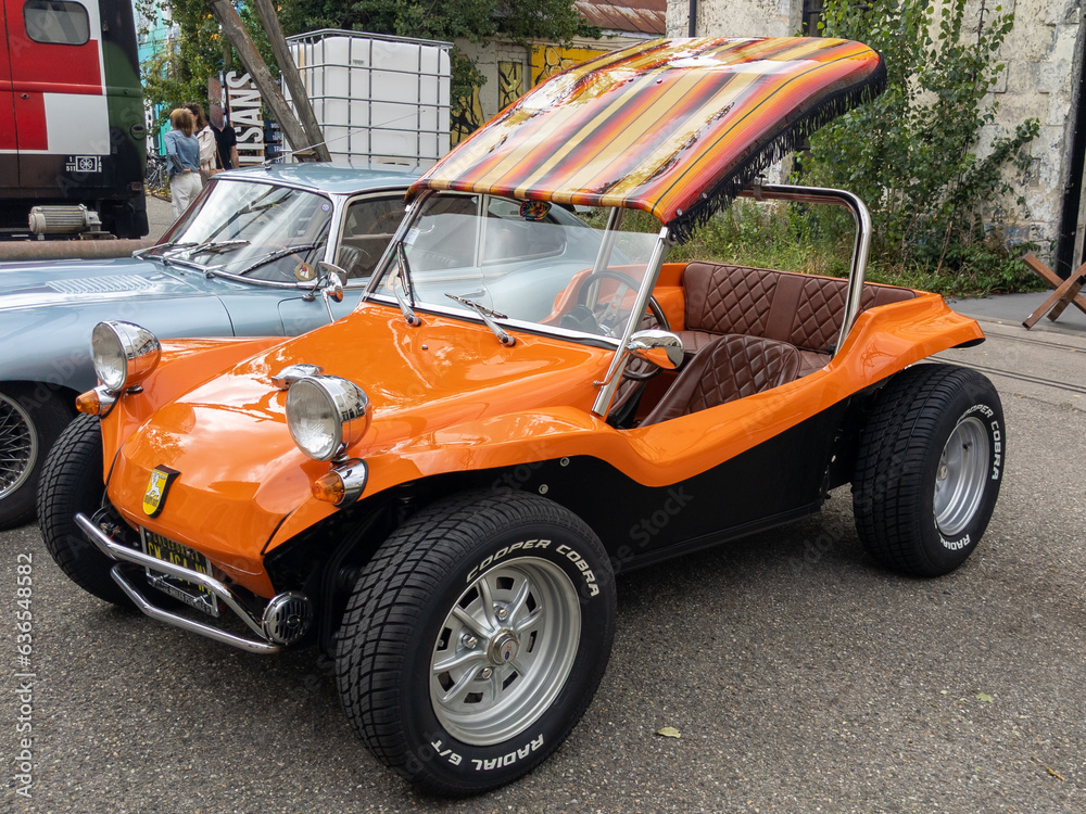Buggy Meyers Manx VW Clairbois - Jouet à Tirer/pousser Années 70 - Orange Quasi Neuf