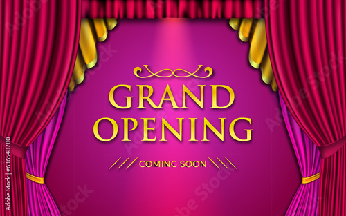 Grand opening invitation banner design.Coming soon sale banner template with 3d editable text effect.