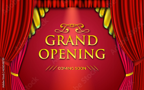 Grand opening invitation banner design.Coming soon sale banner template with 3d editable text effect.