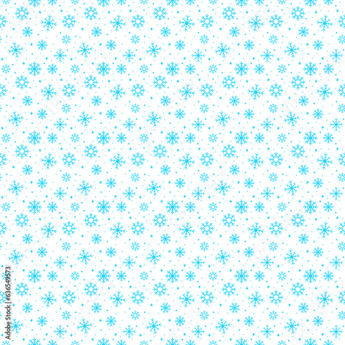 Seamless snowfall Christmas background. Repeating blue pattern with falling ice snowflakes 