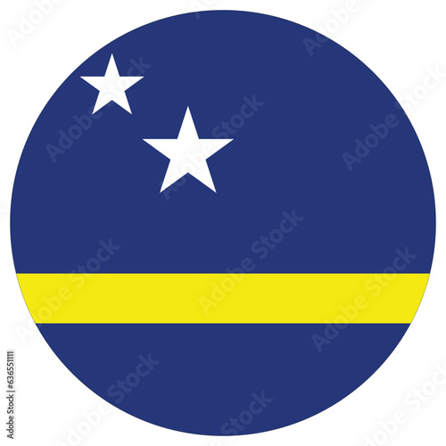 Curacao flag in circle shape. Flag of Curacao in round shape
