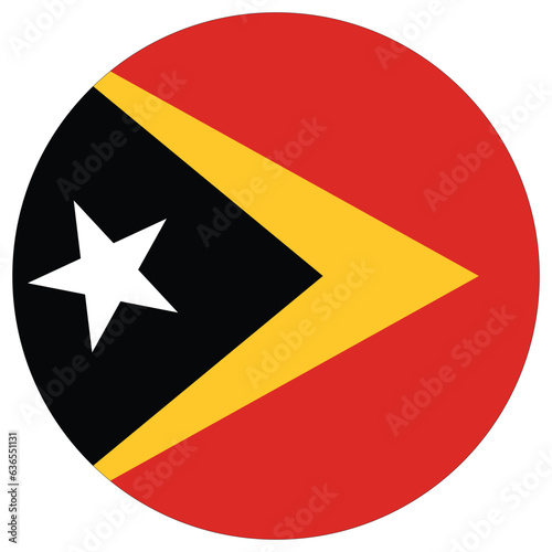East Timor flag circle shape. Flag of East Timor round shape