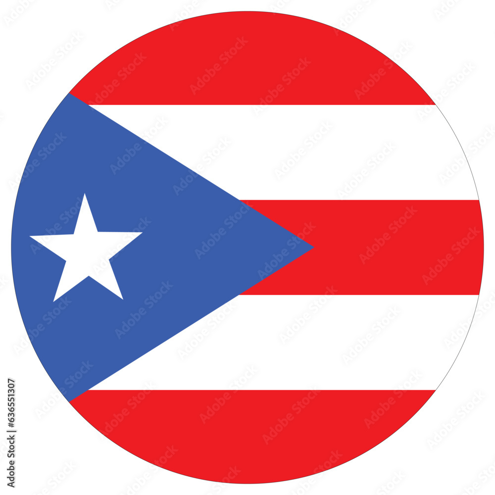 Puerto Rico flag circle shape. Flag of Puerto Rico round shape Puerto Rico flag circle shape. Flag of Puerto Rico round shape