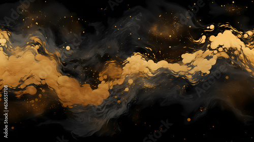 Black and gold abstract deep-sea waves, base for nautical abstract visuals © Manuel