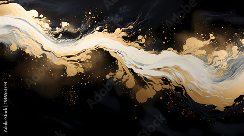 Black and gold abstract deep-sea waves  base for nautical abstract visuals