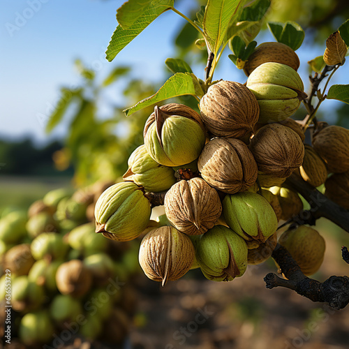 Walnuts (Juglans), genus of plants in the walnut family (Juglandaceae), ai generated