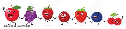 Cartoon Funny Berry Fruits Food Characters