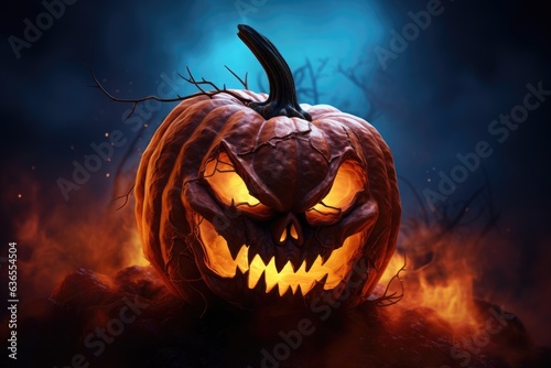 Halloween pumpkin on blur background
