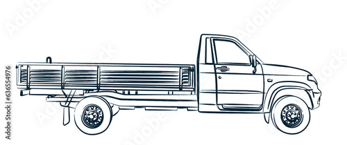 The sketch of a large long truck.