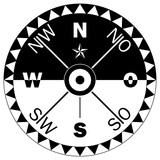 Kompassrose-Vektor mit acht Windrichtungen und deutscher Osten Bezeichnung.
Windrose mit Polarstern Symbol.
Symbol für die Marine-, Schifffahrts- oder Trekking-Navigation.
