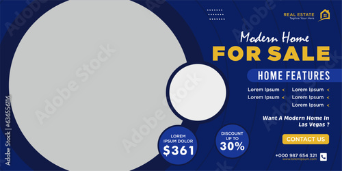 Real estate house social media post or square banner template