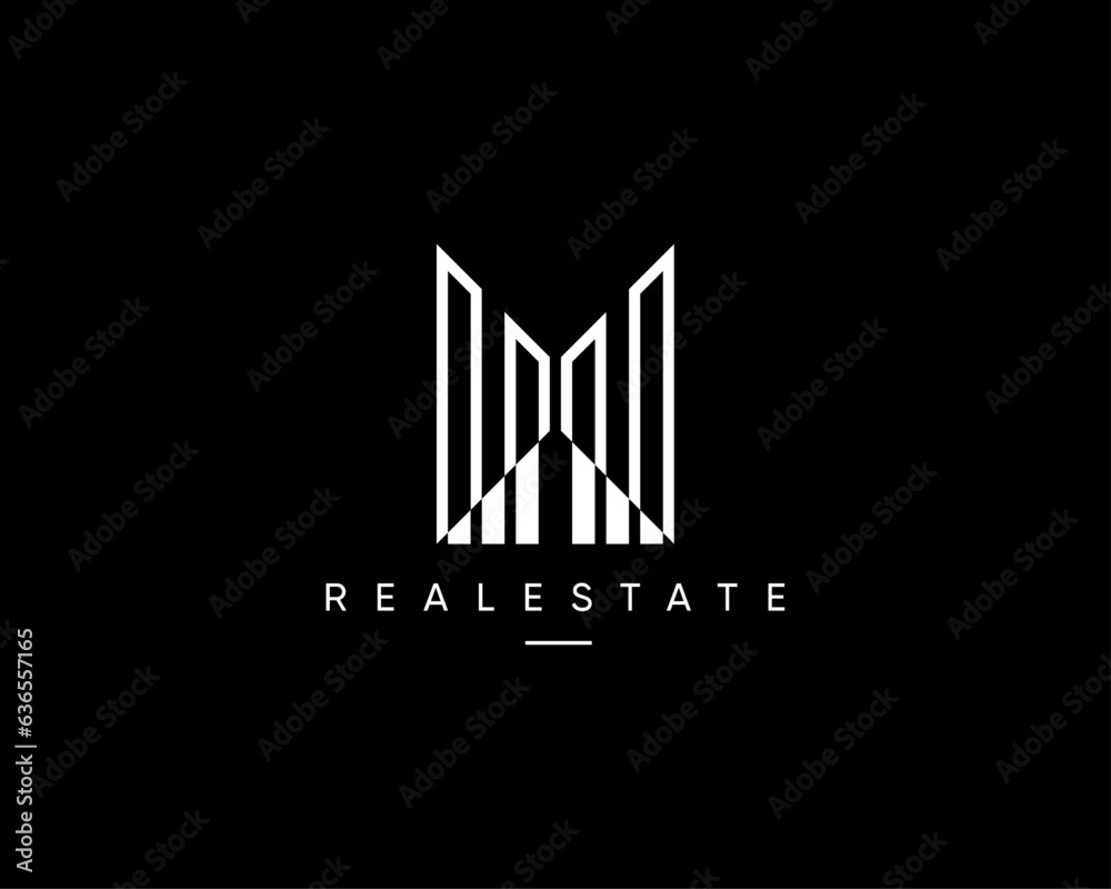 Real estate logo. Abstract city building, architecture, planning, structure, construction, property, cityscape, skyscraper and city skyline vector design symbol. 