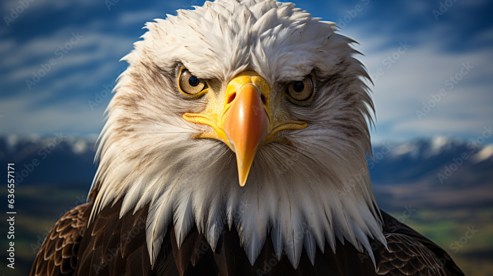 Fototapeta premium Mature American Bald Eagle, Portrait of wildlife