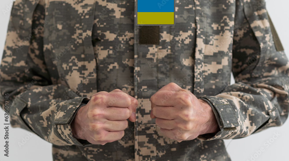 Ukrainian military man with pain