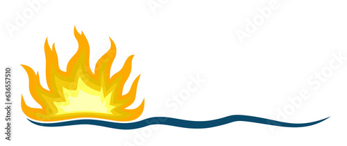Symbol of the fiery sun with a blue wave.
