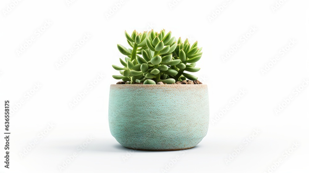 Small plant in pot succulents or cactus isolated on white background by front view generative ai Small plant in pot succulents or cactus isolated on white background by front view generative ai