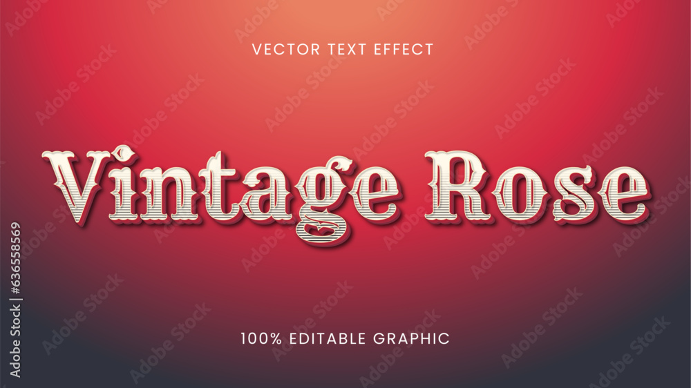 Fototapeta premium vintage text effect vector design. High-quality editable and scalable graphic. Rose theme design.