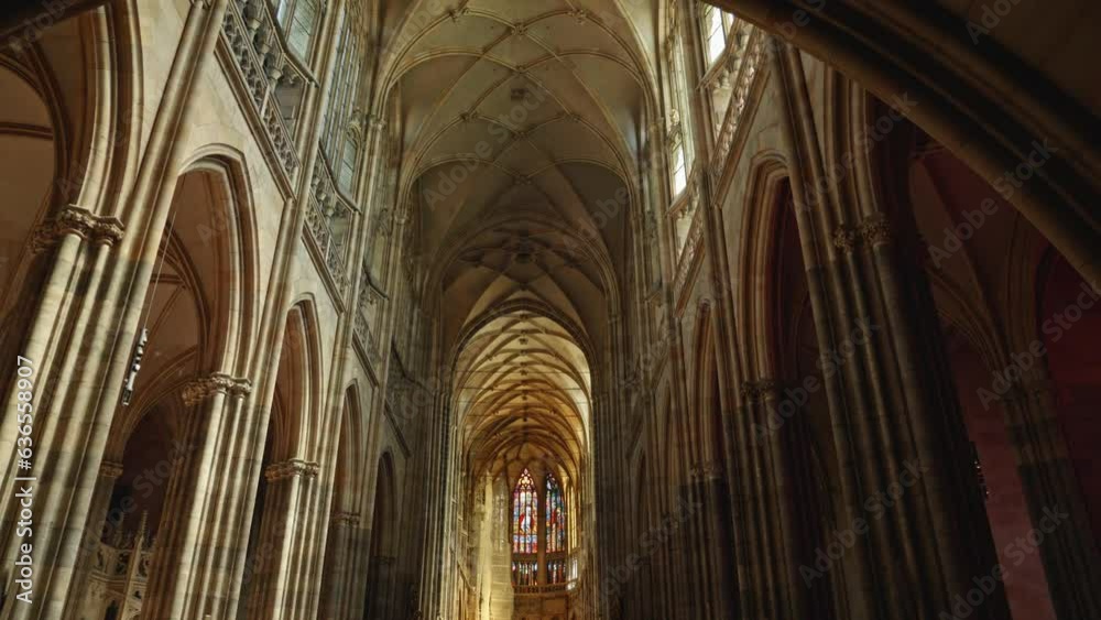 impressive vaulted ceiling of Metropolitan Cathedral of Saints Vitus, Wenceslaus and Adalbert, a Roman Catholic metropolitan cathedral in Prague, Czech Republic. impressive vaulted ceiling of Metropolitan Cathedral of Saints Vitus, Wenceslaus and Adalbert, a Roman Catholic metropolitan cathedral in Prague, Czech Republic.
