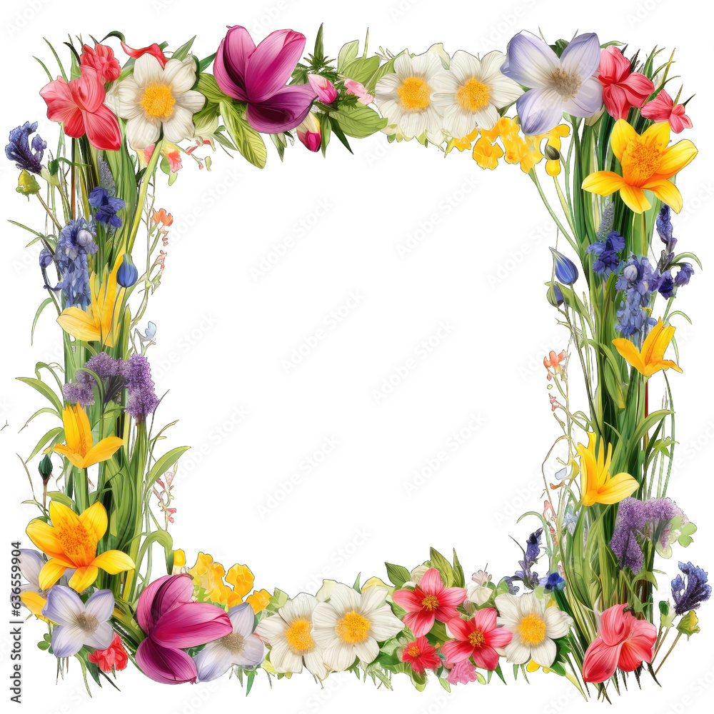 Obraz premium Spring Frame. Transparent Inside and Background.
