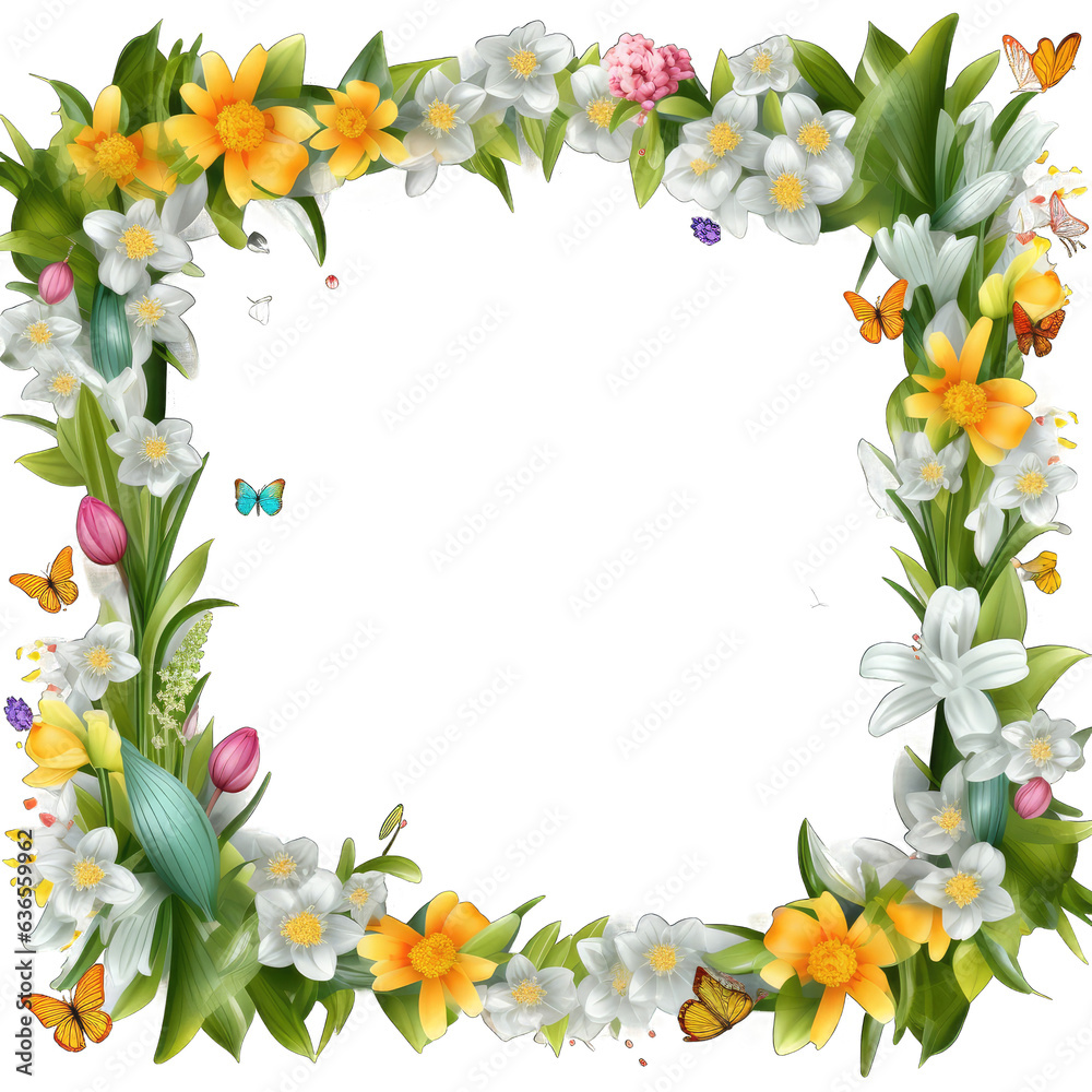 Spring Frame. Transparent Inside and Background.