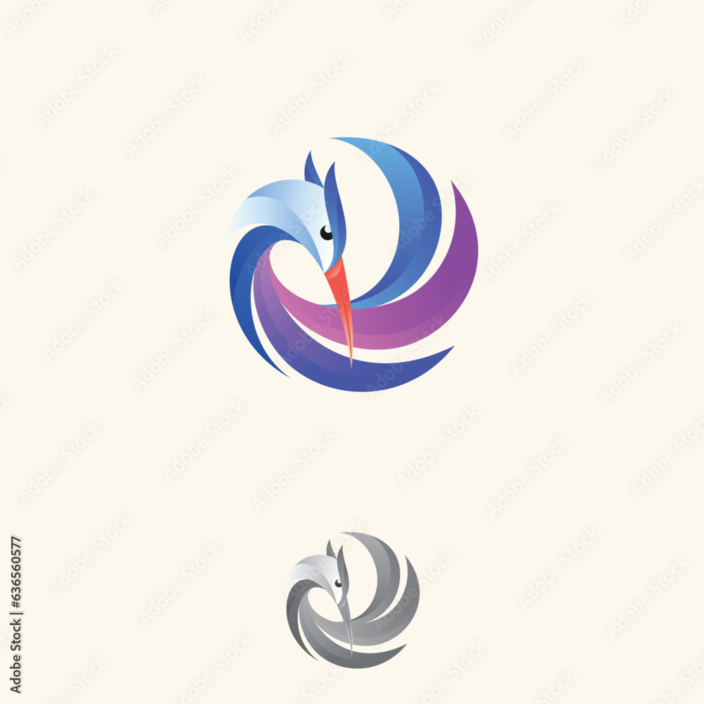 Logo circle Heron gradient colorful style Logo circle Heron gradient colorful style