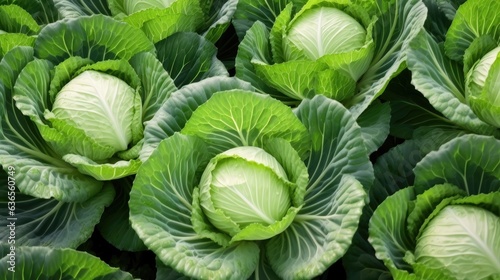 Background cabbage in the garden. Ripe harvest. Thanksgiving Day created with Generative AI technology