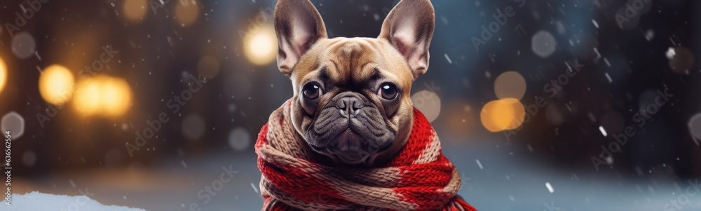 Cute dog wearing scarf
