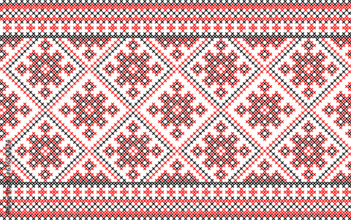 Seamless pattern of Ukrainian ornament in ethnic style, identity, vyshyvanka, embroidery for print clothes, websites, banners