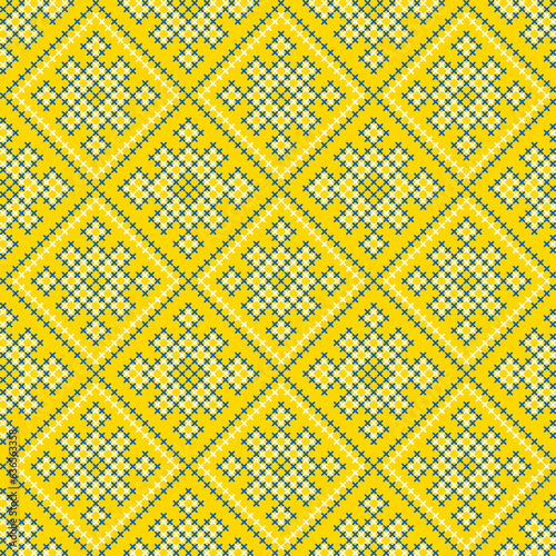 Seamless pattern of Ukrainian ornament in ethnic style, identity, vyshyvanka, embroidery for print clothes, websites, banners