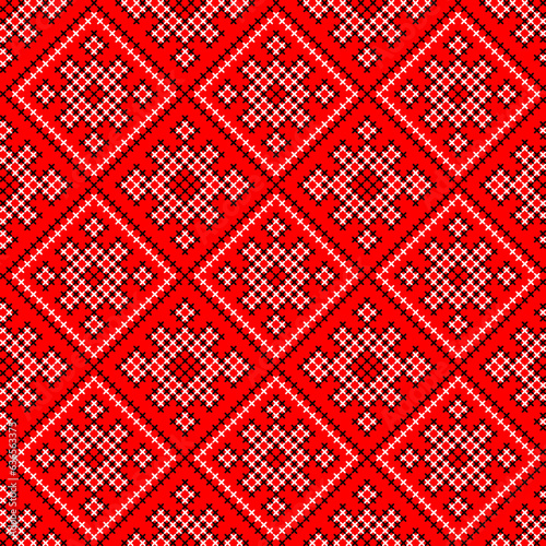 Seamless pattern of Ukrainian ornament in ethnic style, identity, vyshyvanka, embroidery for print clothes, websites, banners
