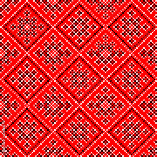 Seamless pattern of Ukrainian ornament in ethnic style, identity, vyshyvanka, embroidery for print clothes, websites, banners