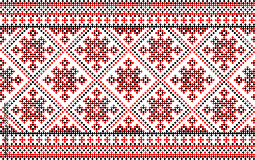 Seamless pattern of Ukrainian ornament in ethnic style, identity, vyshyvanka, embroidery for print clothes, websites, banners