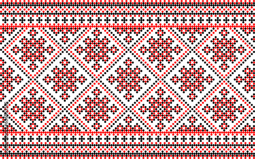 Seamless pattern of Ukrainian ornament in ethnic style, identity, vyshyvanka, embroidery for print clothes, websites, banners
