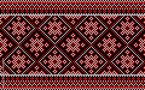 Seamless pattern of Ukrainian ornament in ethnic style, identity, vyshyvanka, embroidery for print clothes, websites, banners