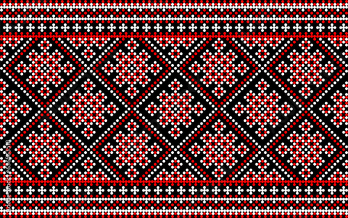 Seamless pattern of Ukrainian ornament in ethnic style, identity, vyshyvanka, embroidery for print clothes, websites, banners