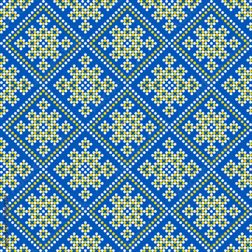 Seamless pattern of Ukrainian ornament in ethnic style, identity, vyshyvanka, embroidery for print clothes, websites, banners