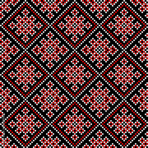 Seamless pattern of Ukrainian ornament in ethnic style, identity, vyshyvanka, embroidery for print clothes, websites, banners