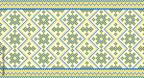 Seamless pattern of Ukrainian ornament in ethnic style, identity, vyshyvanka, embroidery for print clothes, websites, banners