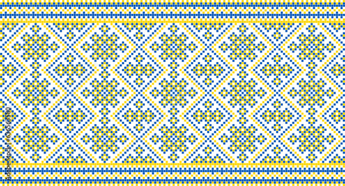 Seamless pattern of Ukrainian ornament in ethnic style, identity, vyshyvanka, embroidery for print clothes, websites, banners