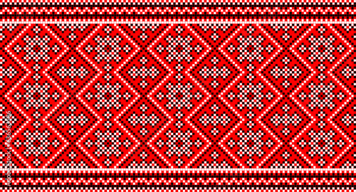 Seamless pattern of Ukrainian ornament in ethnic style, identity, vyshyvanka, embroidery for print clothes, websites, banners