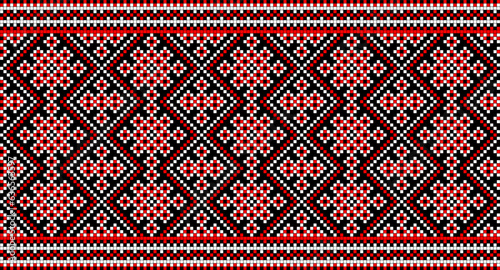Seamless pattern of Ukrainian ornament in ethnic style, identity, vyshyvanka, embroidery for print clothes, websites, banners