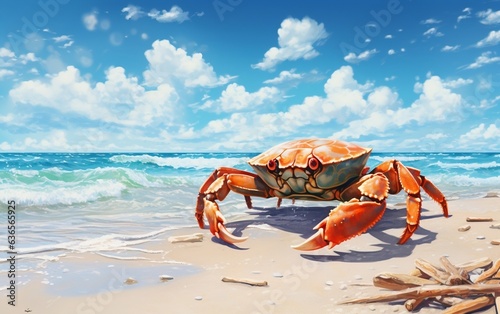 Crab on the Beach. AI