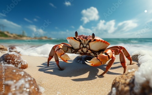 Crab on the Beach. AI © Muhammad